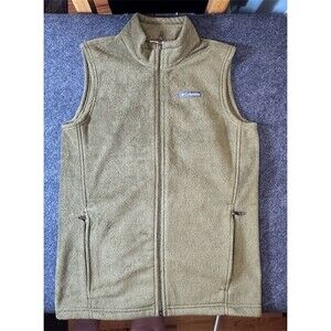 Columbia Boys Fleece Vest Green Full Zip Stand Collar Size 16 Youth